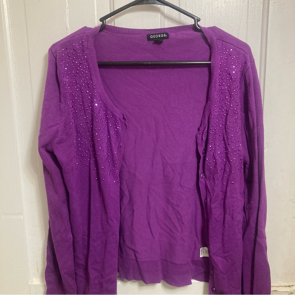 ⚡️ Womens George purple cardigan size large